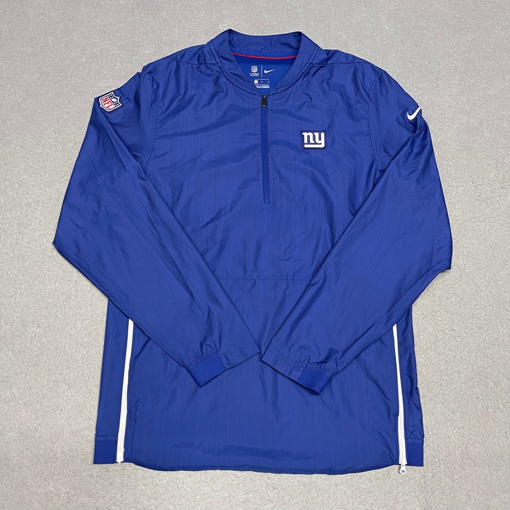 New York Giants Jacket‎ Mens Medium Blue Nike OnField Windbreaker 1/2 Zip Vented